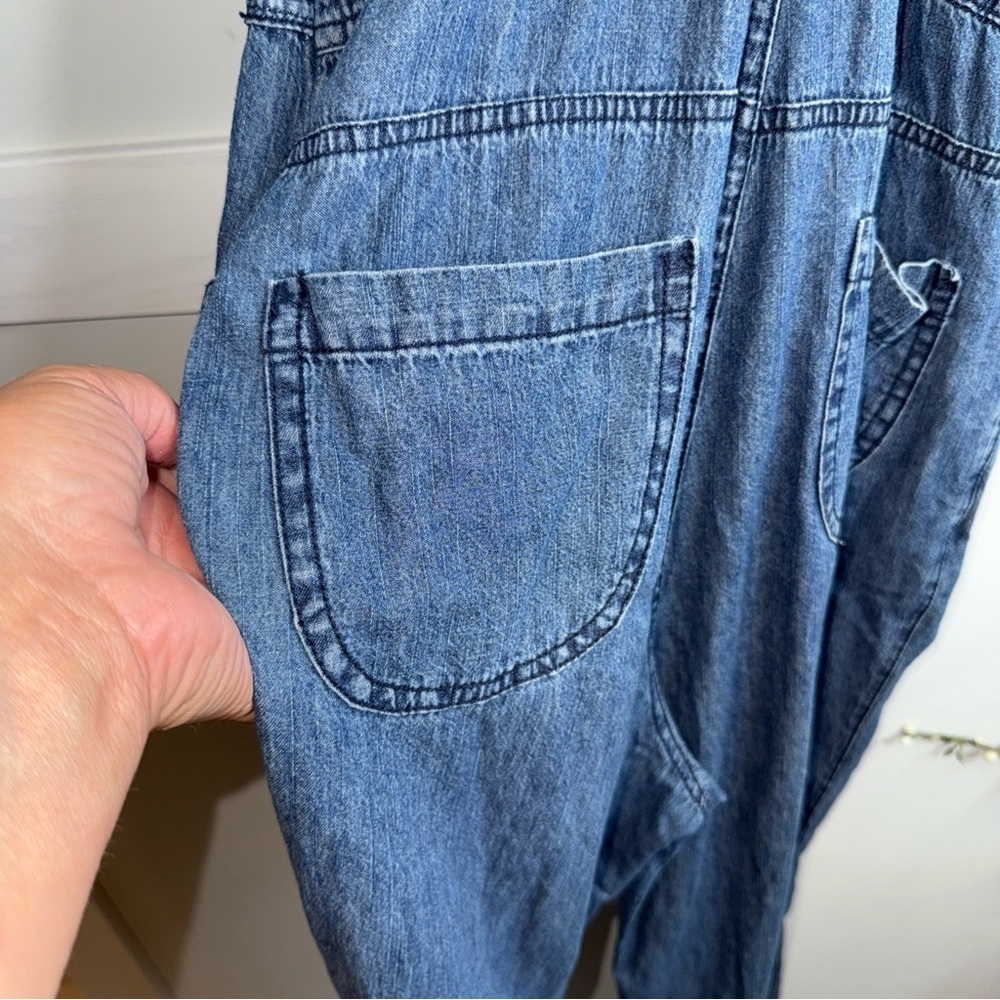 Stylish Blue Denim Women's wide Leg Overalls - Picture 9 of 11